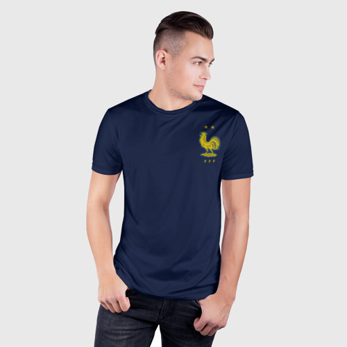 Мужская футболка 3D Slim с принтом Форма сборной Франции ЧМ 2022, фото на моделе #1