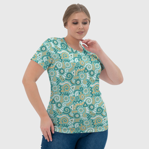 Женская футболка 3D Узор этнический гранж, цвет 3D печать - фото 6