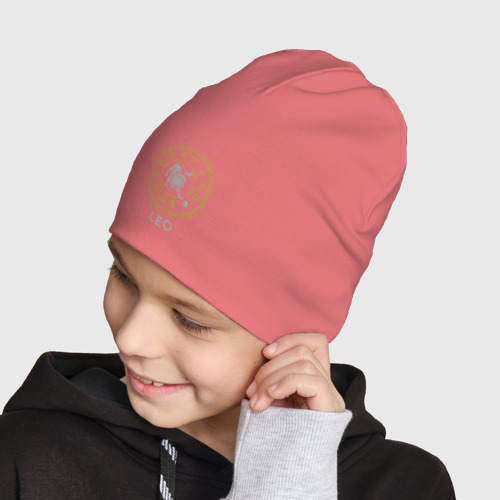 Детская шапка демисезонная Зодиак - лев, цвет розовый - фото 4