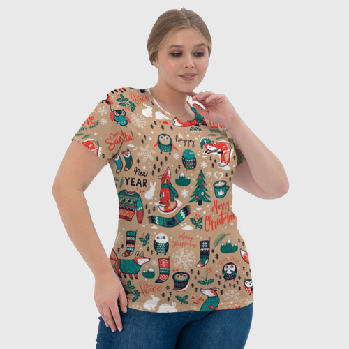 Женская футболка 3D New Year Merry Christmas, цвет 3D печать - фото 6