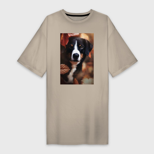 Платье-футболка хлопок Autumn and dog, цвет миндальный