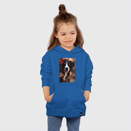 Детская толстовка хлопок Autumn and dog, цвет синий - фото 4