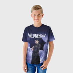 Детская футболка 3D Уэнсдэй Аддамс с зонтиком - фото 2