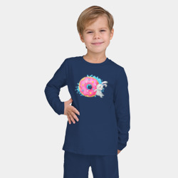 Детская пижама с лонгсливом хлопок Серый зайчик розовым пончиком - фото 2