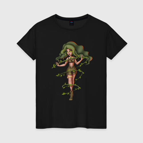Женская футболка хлопок с принтом Лесная волшебница, вид спереди #2