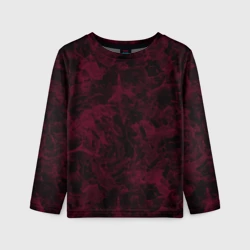 Детский лонгслив 3D Черный и бордовый мраморный узор
