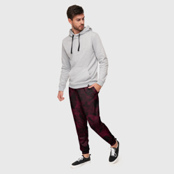 Мужские брюки 3D Черный и бордовый мраморный узор - фото 2