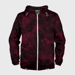 Мужская ветровка 3D Черный и бордовый мраморный узор