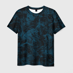 Мужская футболка 3D Синий и черный мраморный узор
