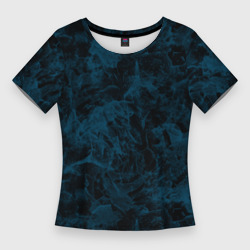Женская футболка 3D Slim Синий и черный мраморный узор