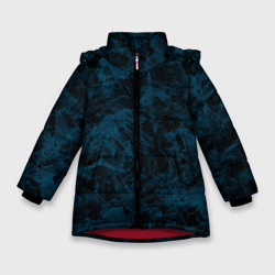 Зимняя куртка для девочек 3D Синий и черный мраморный узор