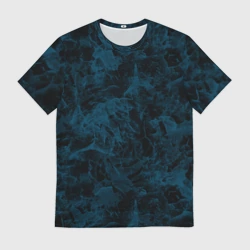 Мужская футболка 3D Синий и черный мраморный узор