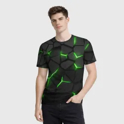 Мужская футболка 3D Green neon steel - фото 2