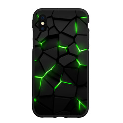 Чехол для iPhone XS Max матовый Green neon steel