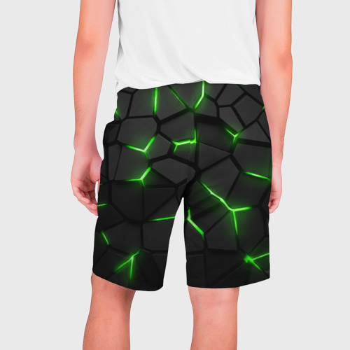 Мужские шорты 3D Green neon steel, цвет 3D печать - фото 2