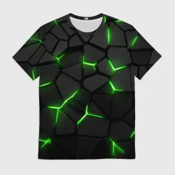 Мужская футболка 3D Green neon steel