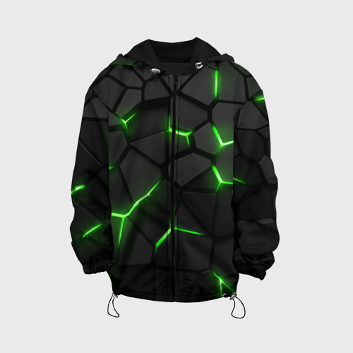 Детская куртка 3D Green neon steel, цвет черный