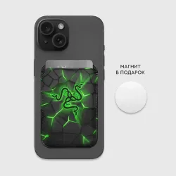 Картхолдер Magsafe магнитный Razer neon logo - фото 2