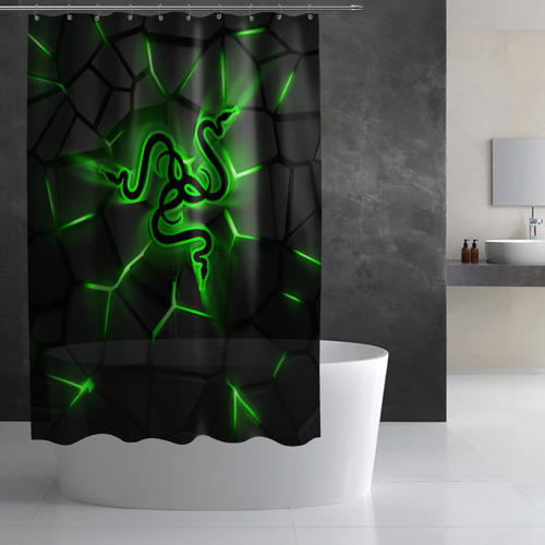 Штора 3D для ванной Razer neon logo - фото 2