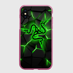 Чехол для iPhone XS Max матовый Razer neon logo