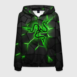 Мужская толстовка 3D на молнии Razer neon logo