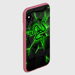Чехол для iPhone XS Max матовый Razer neon logo - фото 2