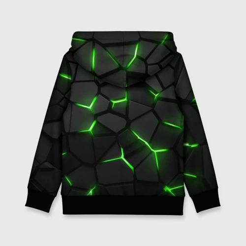 Детская толстовка 3D с принтом Razer neon logo, вид сзади #1
