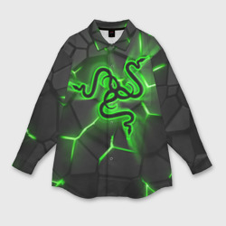 Мужская рубашка oversize 3D Razer neon logo