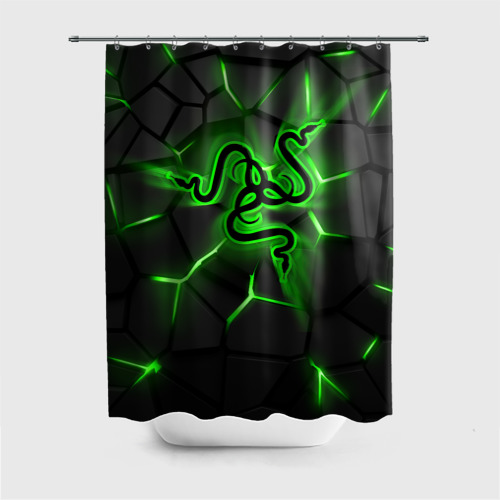 Штора 3D для ванной Razer neon logo