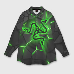 Женская рубашка oversize 3D Razer neon logo