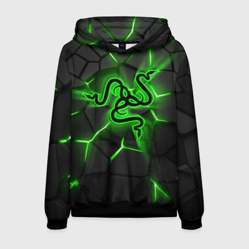 Мужская толстовка 3D Razer neon logo