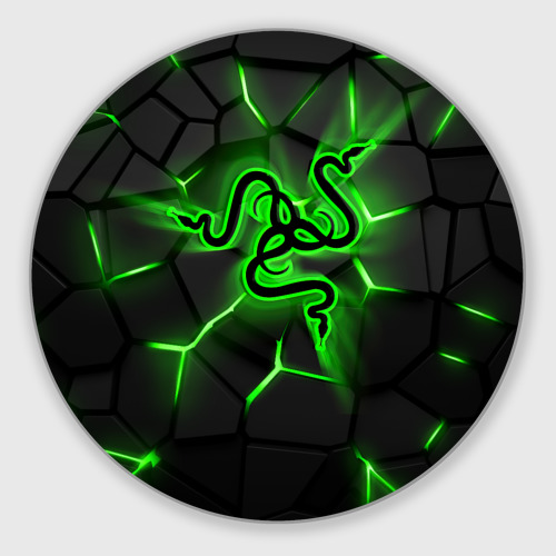 Круглый коврик для мышки Razer neon logo