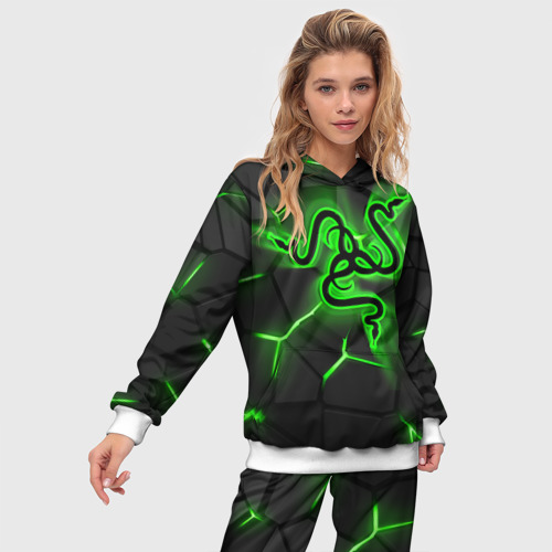 Женский костюм с толстовкой 3D Razer neon logo - фото 3