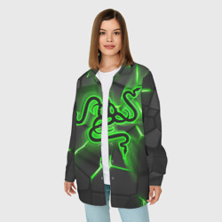 Женская рубашка oversize 3D Razer neon logo - фото 2