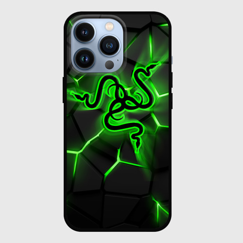 Чехол для iPhone 13 Pro Razer neon logo, цвет черный
