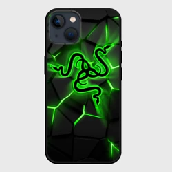Чехол для iPhone 14 Razer neon logo