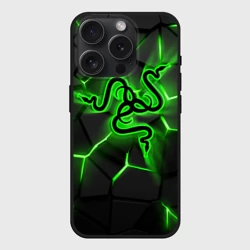 Чехол силиконовый для Apple iPhone 15 Pro матовый Razer neon logo
