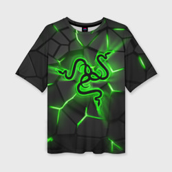 Женская футболка oversize 3D Razer neon logo