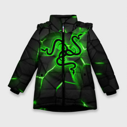 Зимняя куртка для девочек 3D Razer neon logo