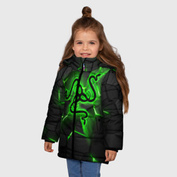 Зимняя куртка для девочек 3D Razer neon logo - фото 2