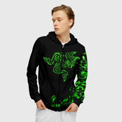 Мужская толстовка 3D на молнии Razer брызги - фото 2