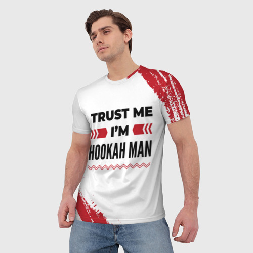 Мужская футболка 3D Trust me I'm hookah man white, цвет 3D печать - фото 3