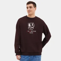 Мужской свитшот oversize без начеса хлопок Компьютерный мастер - фото 2