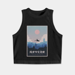 Женская укороченная майка-топ хлопок Kiki`s delivery service poster