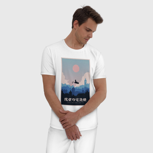 Мужская пижама хлопок Kiki`s delivery service poster, цвет белый - фото 3