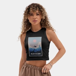 Женская укороченная майка-топ хлопок Kiki`s delivery service poster - фото 2