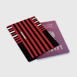 Обложка для паспорта матовая кожа Красно черный полосатый узор Спортклуб - фото 2