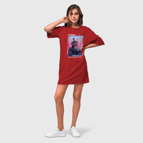 Платье-футболка хлопок Фуши бессмернтый, цвет красный - фото 3