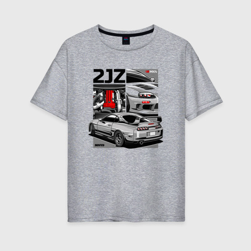 Женская футболка хлопок Oversize с принтом Toyota Supra mk4 2JZ, вид спереди #2