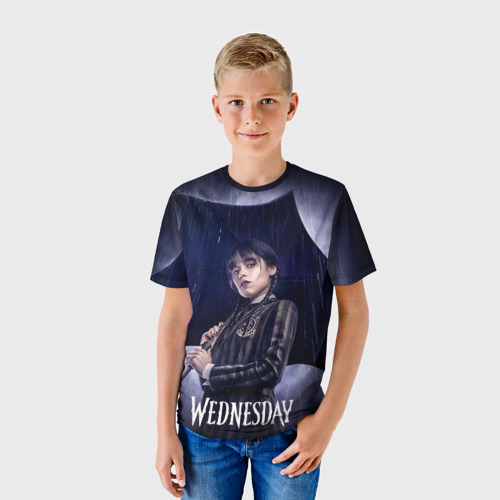 Детская футболка 3D с принтом Poster Wednesday, фото на моделе #1